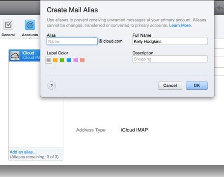 Creating an iCloud Email Login Alias Account